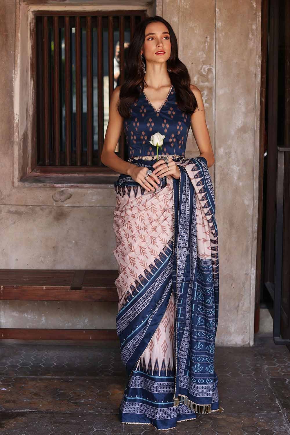2 Piece Lawn Unstitched Saree Blouse SR-32008