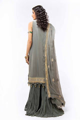 3 Piece Unstitched Embroidered Chiffon Suit with Zari Sequins Embroidered Chiffon Dupatta FE-42013