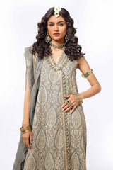 3 Piece Unstitched Embroidered Chiffon Suit with Zari Sequins Embroidered Chiffon Dupatta FE-42013