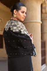 3 Piece Zari and Sequins Embroidered Cotton Net Unstitched Suit with Zari and Sequins Embroidered Organza Dupatta FE-42020