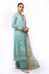 3 Piece Unstitched Lawn Embosse and Gold Printed Suit with Embosse and Gold Printed Organza Dupatta FE-42022