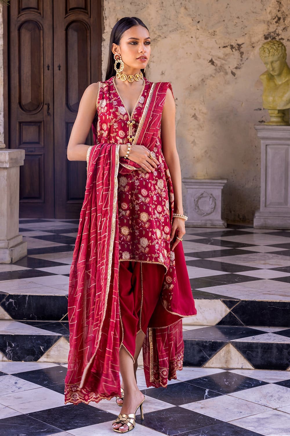 3 Piece Embroidered Chiffon Unstitched Suit with Embroidered Chiffon Dupatta