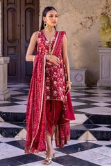 3 Piece Embroidered Chiffon Unstitched Suit with Embroidered Chiffon Dupatta FE-42035