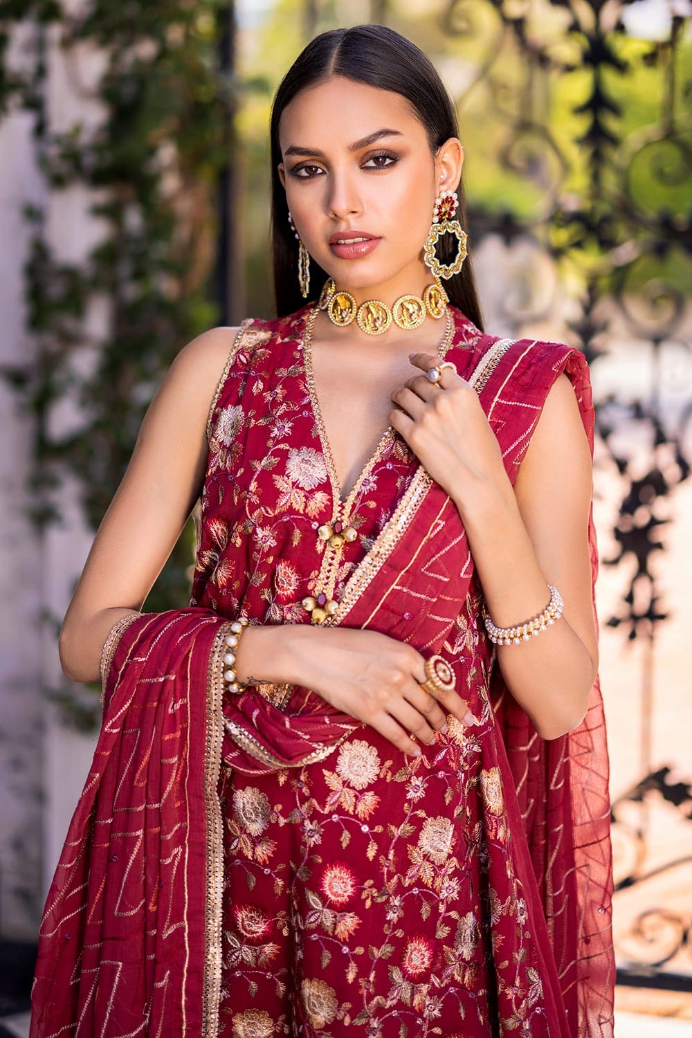 3 Piece Embroidered Chiffon Unstitched Suit with Embroidered Chiffon Dupatta