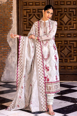 3 Piece Embroidered Paper Cotton Unstitched Suit with Embroidered Paper Cotton Dupatta FE-42064