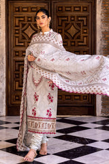 3 Piece Embroidered Paper Cotton Unstitched Suit with Embroidered Paper Cotton Dupatta FE-42064