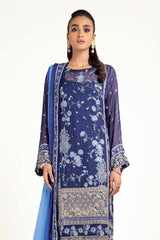 3 Piece Unstitched Embroidered Chiffon Suit with Embroidered Chiffon Dupatta FE-42072