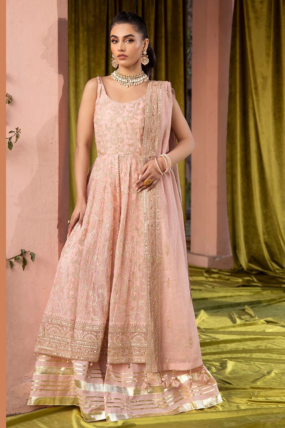 3 Piece Embroidered Chiffon Unstitched Suit with Embroidered Cotton Net Dupatta
