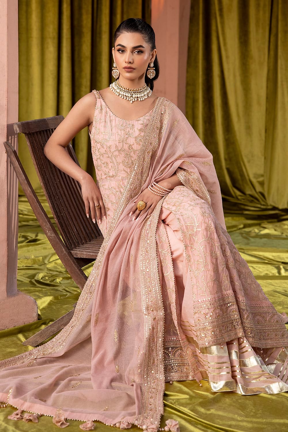 3 Piece Embroidered Chiffon Unstitched Suit with Embroidered Cotton Net Dupatta