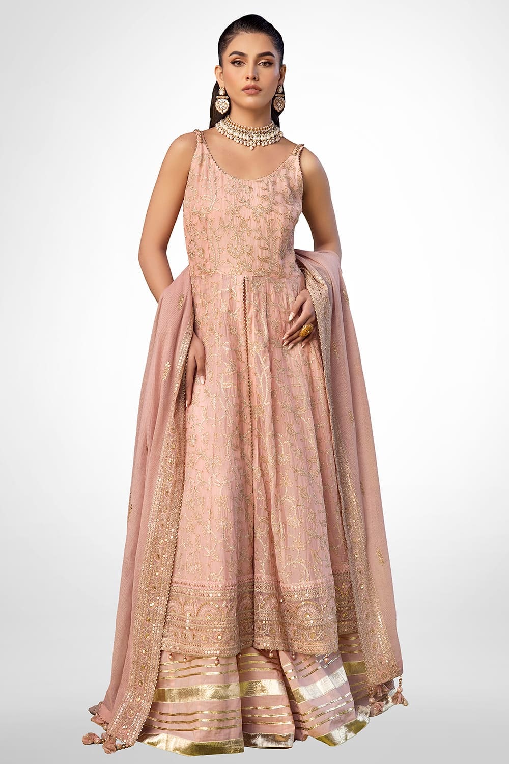 3 Piece Embroidered Chiffon Unstitched Suit with Embroidered Cotton Net Dupatta