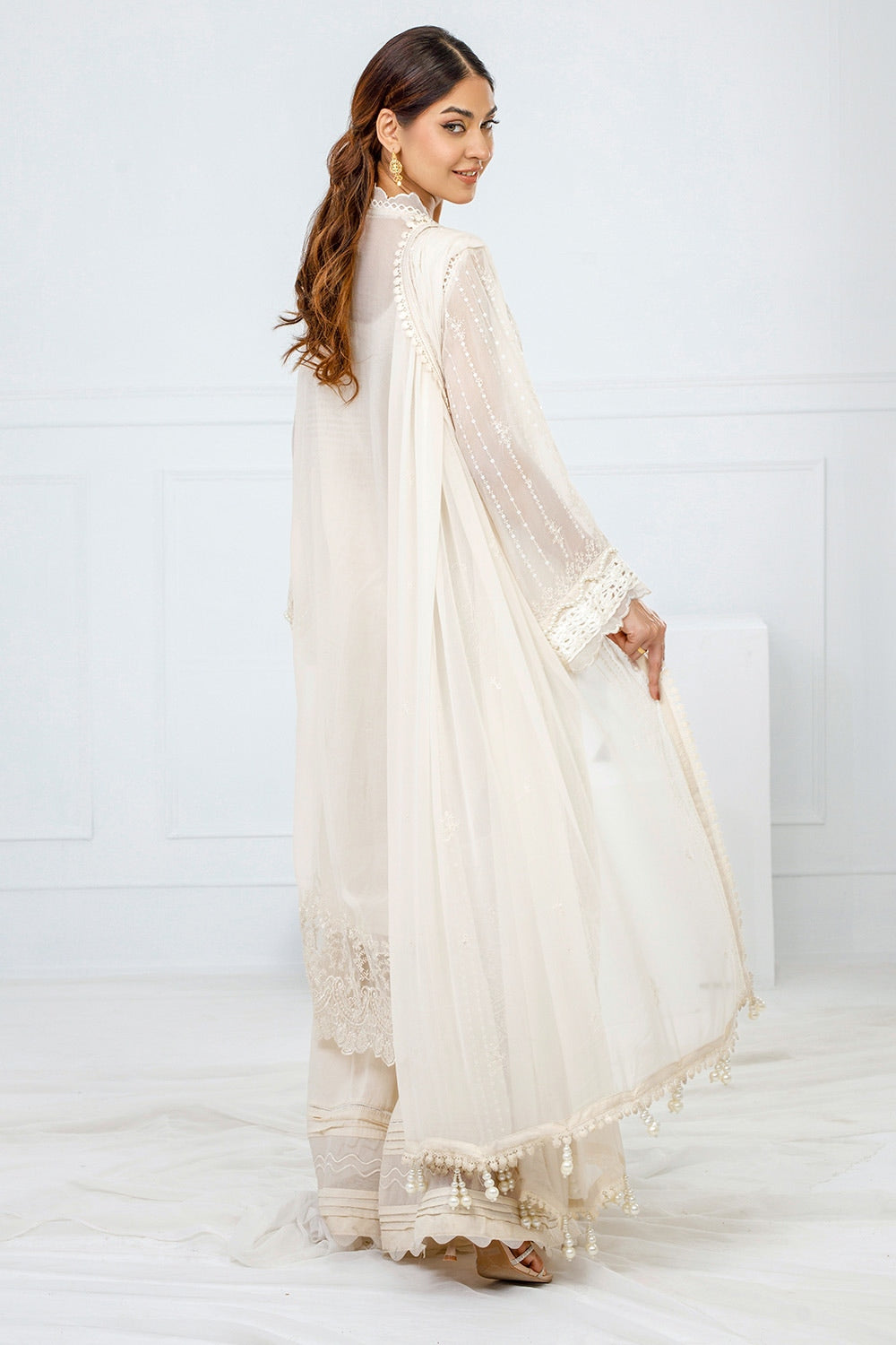 3 Piece Unstitched Embroidered Chiffon Suit with Embroidered Chiffon Dupatta FE-52074