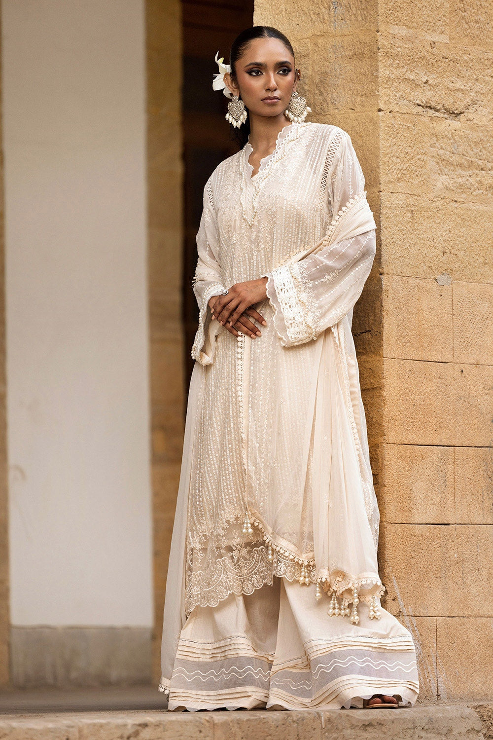 3 Piece Unstitched Embroidered Chiffon Suit with Embroidered Chiffon Dupatta FE-52074