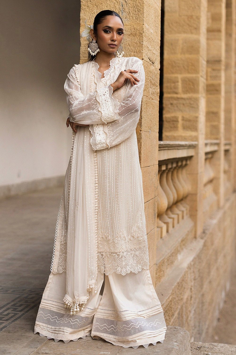 3 Piece Unstitched Embroidered Chiffon Suit with Embroidered Chiffon Dupatta FE-52074