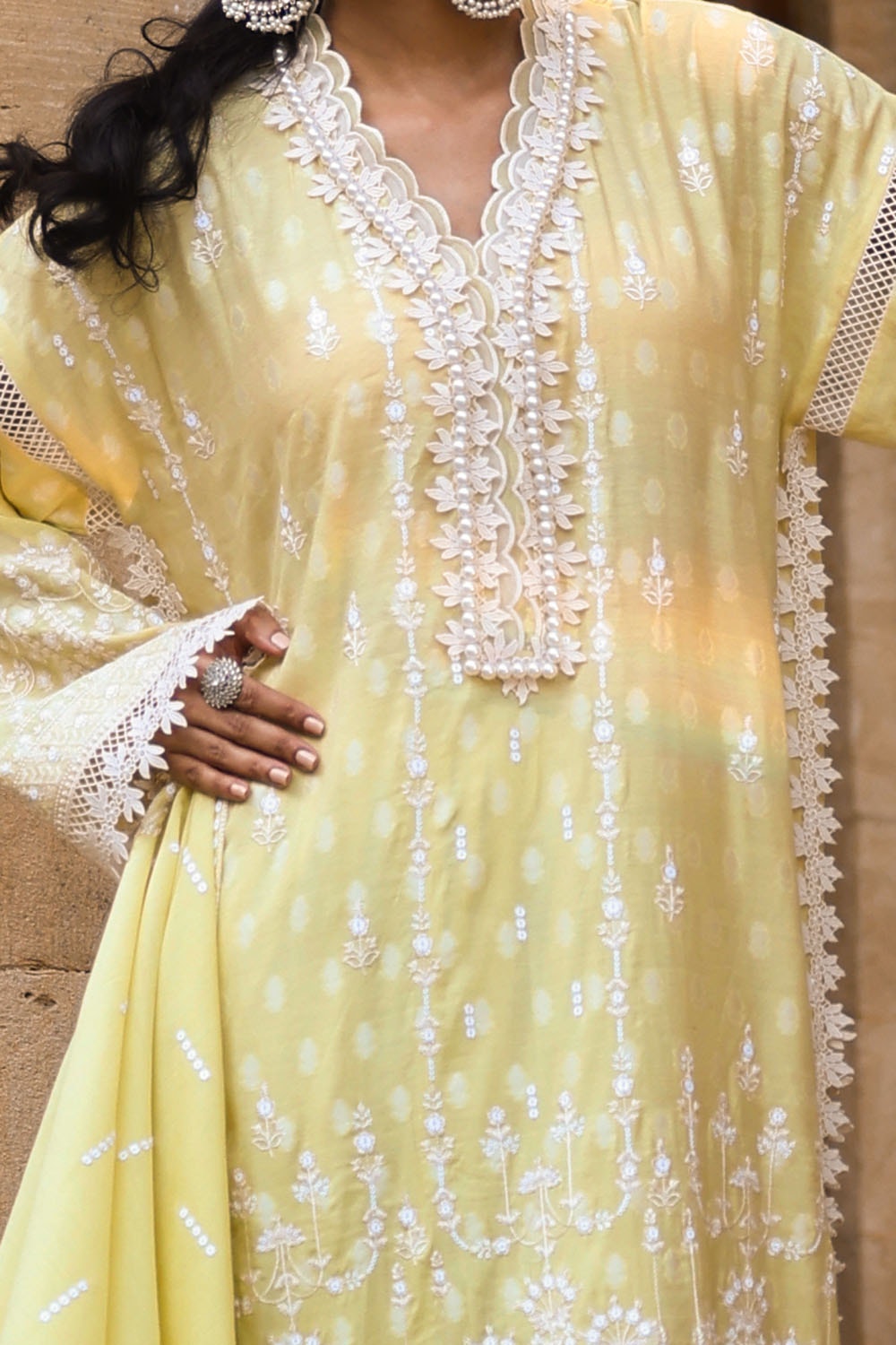 3 Piece Unstitched Embroidered Paper Cotton Suit with Embroidered Paper Cotton Dupatta