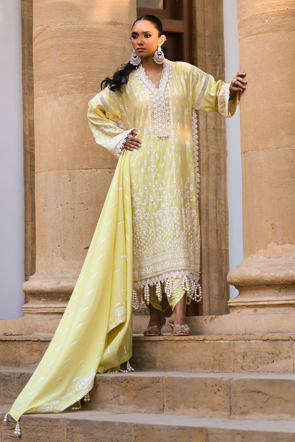 3 Piece Unstitched Embroidered Paper Cotton Suit with Embroidered Paper Cotton Dupatta