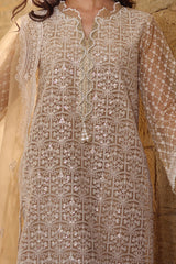 3 Piece Unstitched Embroidered Organza Suit with Embroidered Organza Dupatta FE-52087