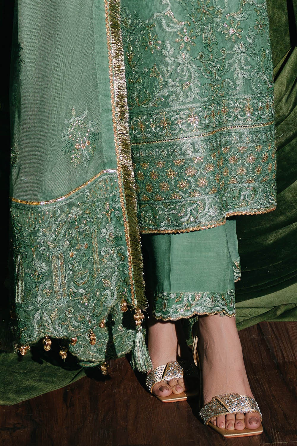 3 Piece Unstitched Embroidered Cotton Net Suit with Embroidered Cotton Net Dupatta FE-52088