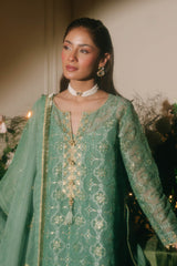 3 Piece Unstitched Embroidered Cotton Net Suit with Embroidered Cotton Net Dupatta FE-52088
