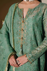 3 Piece Unstitched Embroidered Cotton Net Suit with Embroidered Cotton Net Dupatta FE-52088