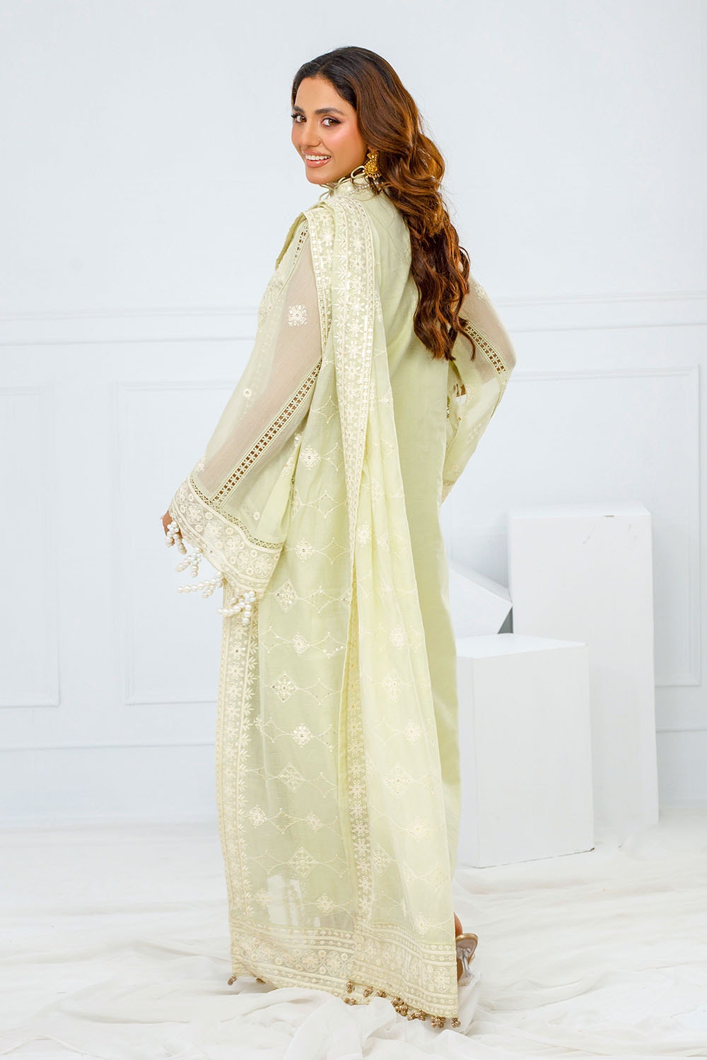 3 Piece Unstitched Embroidered Paper Cotton Suit with Embroidered Paper Cotton Dupatta FE-52089
