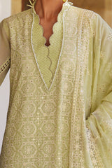 3 Piece Unstitched Embroidered Paper Cotton Suit with Embroidered Paper Cotton Dupatta FE-52089