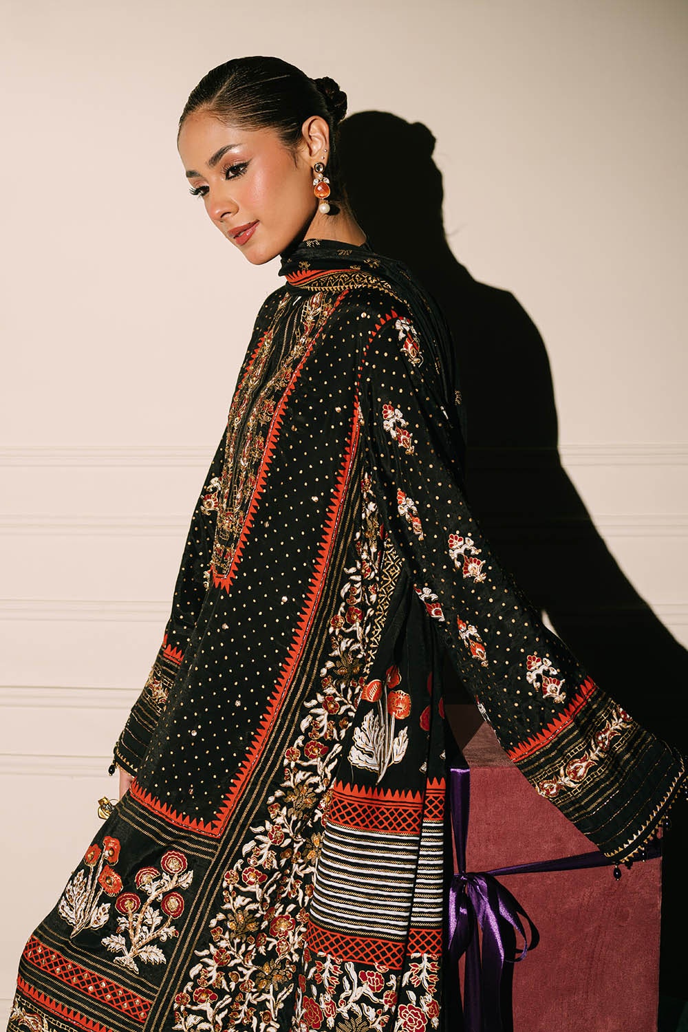 3 Piece Unstitched Embroidered Raw Silk Suit with Raw Silk Dupatta FE-52091