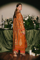 3 Piece Unstitched Embroidered Paper Cotton Suit with Paper Cotton Dupatta FE-52092