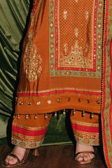 3 Piece Unstitched Embroidered Paper Cotton Suit with Paper Cotton Dupatta FE-52092