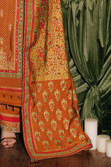 3 Piece Unstitched Embroidered Paper Cotton Suit with Paper Cotton Dupatta FE-52092