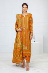 3 Piece Unstitched Embroidered Paper Cotton Suit with Paper Cotton Dupatta FE-52092