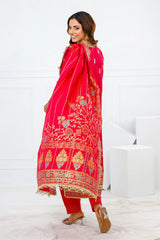 3 Piece Unstitched Embroidered Paper Cotton Suit with Paper Cotton Dupatta FE-52093