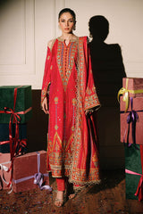 3 Piece Unstitched Embroidered Paper Cotton Suit with Paper Cotton Dupatta FE-52093