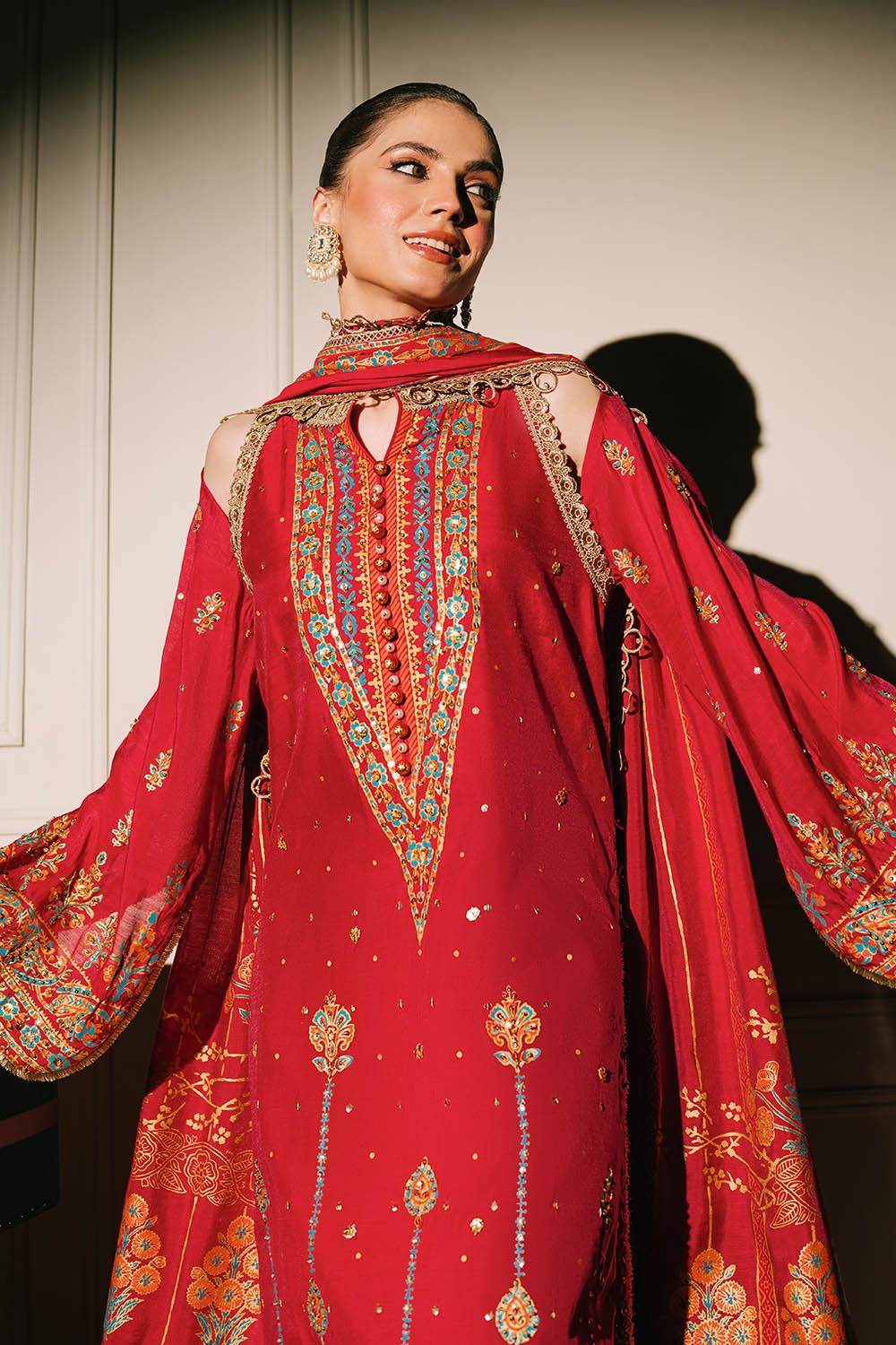 3 Piece Unstitched Embroidered Paper Cotton Suit with Paper Cotton Dupatta FE-52093