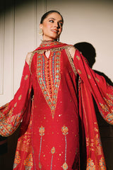 3 Piece Unstitched Embroidered Paper Cotton Suit with Paper Cotton Dupatta FE-52093