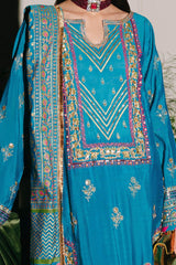 3 Piece Unstitched Embroidered Paper Cotton Suit with Paper Cotton Dupatta FE-52094