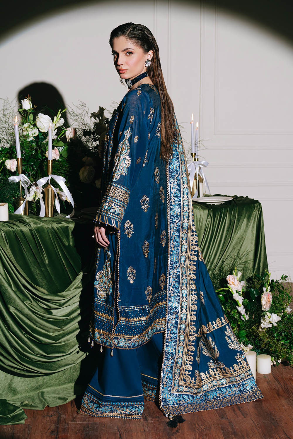3 Piece Unstitched Embroidered Paper Cotton Suit with Paper Cotton Dupatta