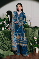 3 Piece Unstitched Embroidered Paper Cotton Suit with Paper Cotton Dupatta FE-52095