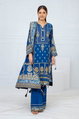 3 Piece Unstitched Embroidered Paper Cotton Suit with Paper Cotton Dupatta FE-52095