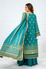 3 Piece Unstitched Embroidered Paper Cotton Suit with Paper Cotton Dupatta FE-52096