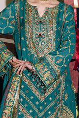 3 Piece Unstitched Embroidered Paper Cotton Suit with Paper Cotton Dupatta FE-52096