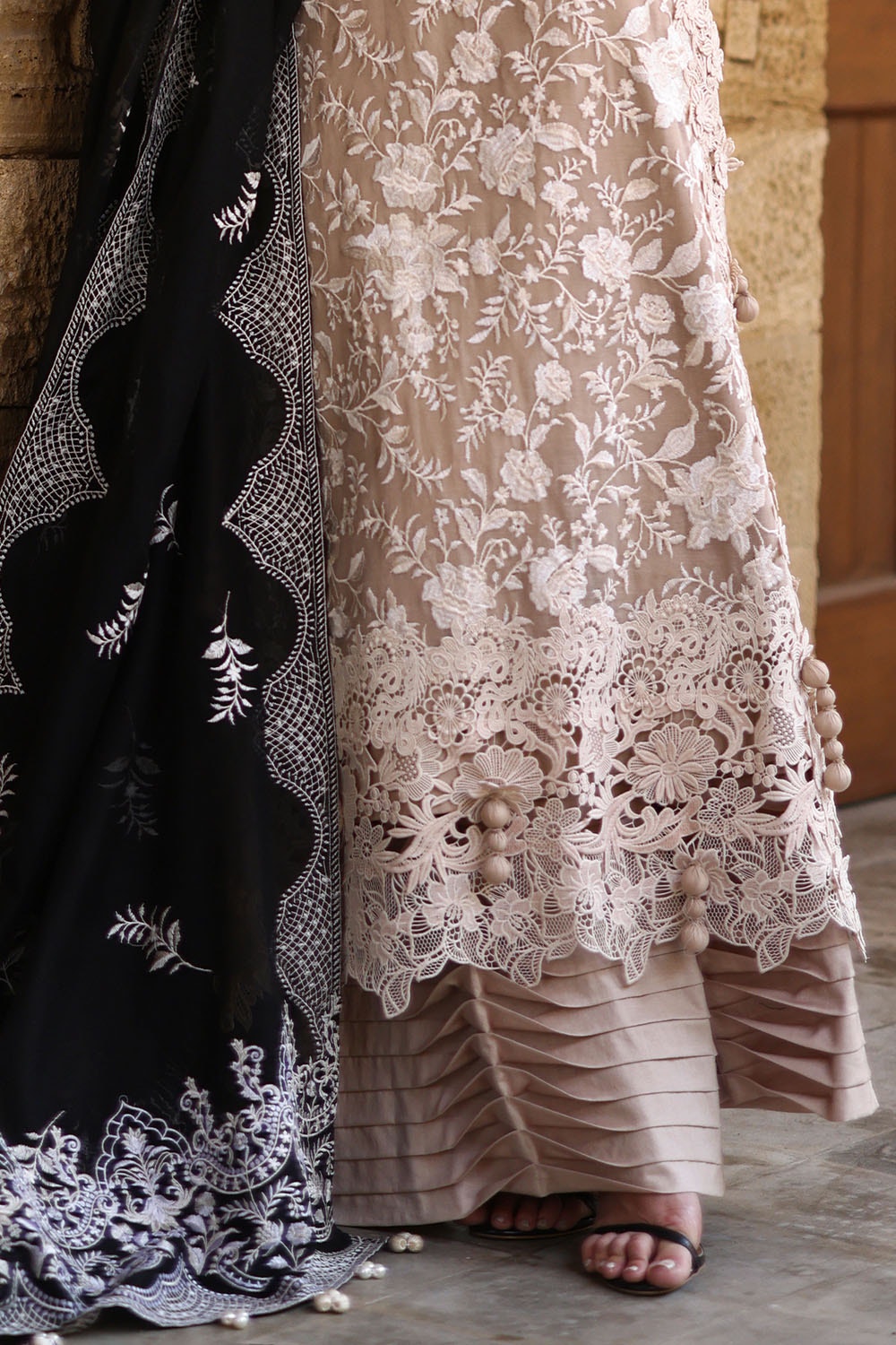 3 Piece Unstitched Embroidered Cotton Net Suit with Embroidered Cotton Net Dupatta FE-52099