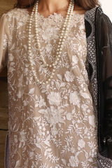 3 Piece Unstitched Embroidered Cotton Net Suit with Embroidered Cotton Net Dupatta FE-52099