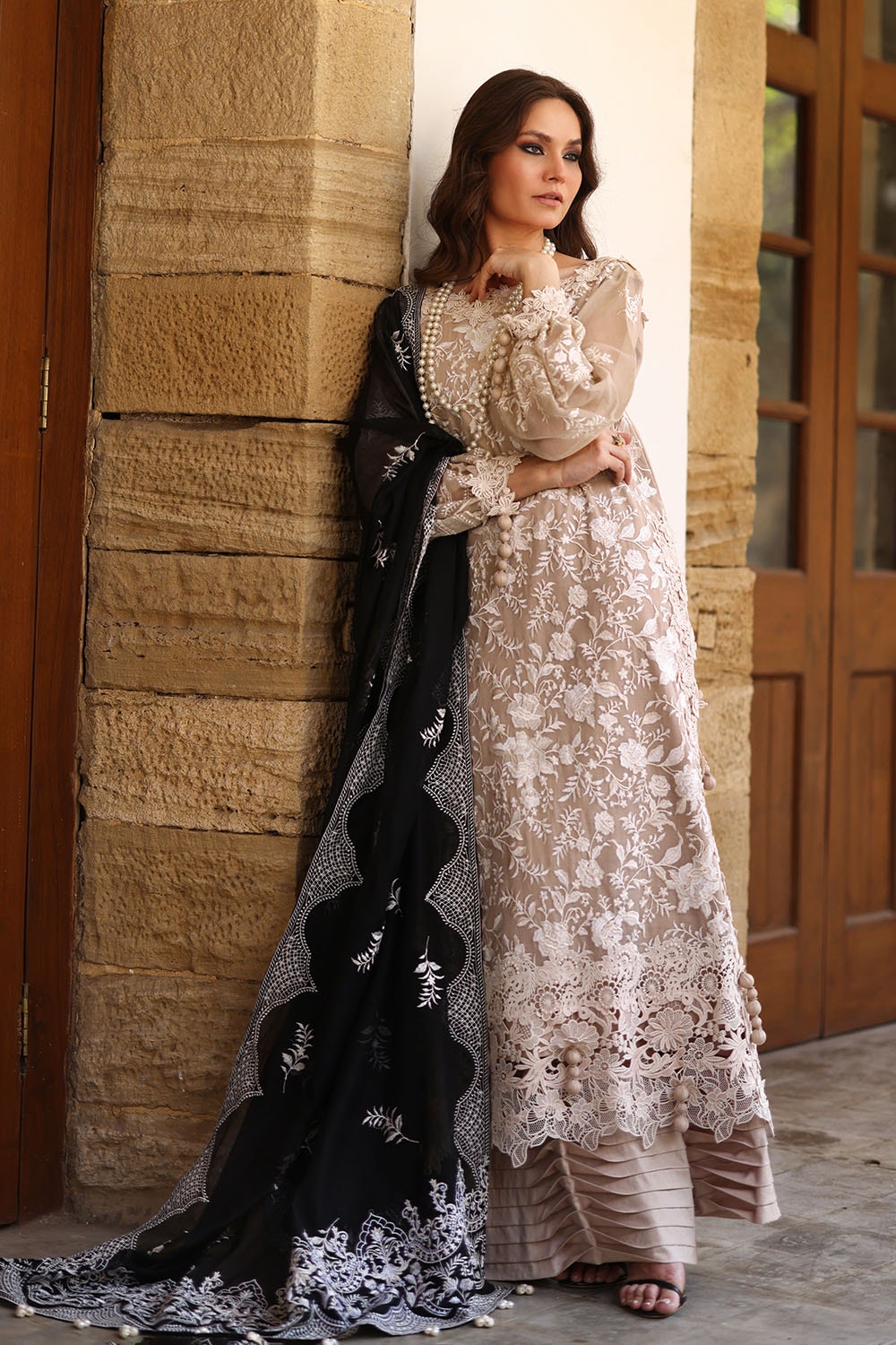 3 Piece Unstitched Embroidered Cotton Net Suit with Embroidered Cotton Net Dupatta FE-52099