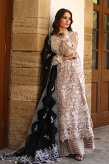 3 Piece Unstitched Embroidered Cotton Net Suit with Embroidered Cotton Net Dupatta FE-52099