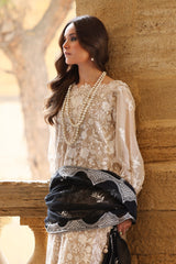 3 Piece Unstitched Embroidered Cotton Net Suit with Embroidered Cotton Net Dupatta FE-52099