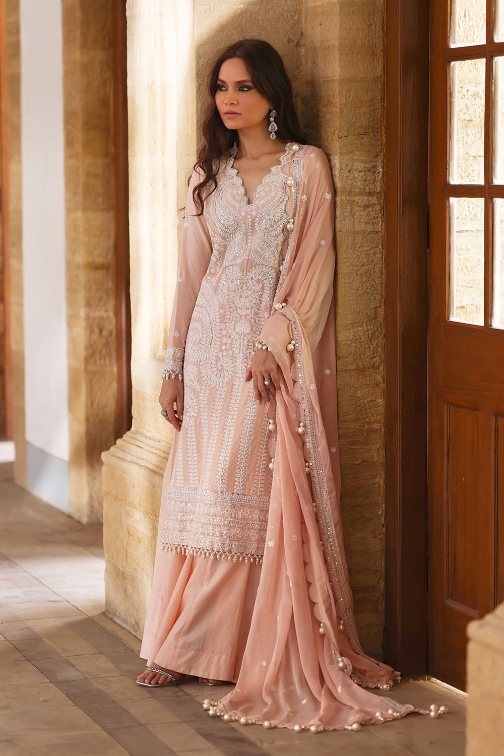 3 Piece Unstitched Embroidered Lawn Suit with Embroidered Chiffon Dupatta FE-52107