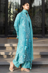 3 Piece Unstitched Embroidered Lawn Suit with Embroidered Chiffon Dupatta FE-52109