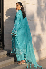 3 Piece Unstitched Embroidered Lawn Suit with Embroidered Chiffon Dupatta FE-52109
