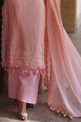 3 Piece Unstitched Embroidered Lawn Suit with Embroidered Chiffon Dupatta FE-52120