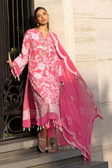 3 Piece Unstitched Embroidered Lawn Suit with Embroidered Chiffon Dupatta FE-52123